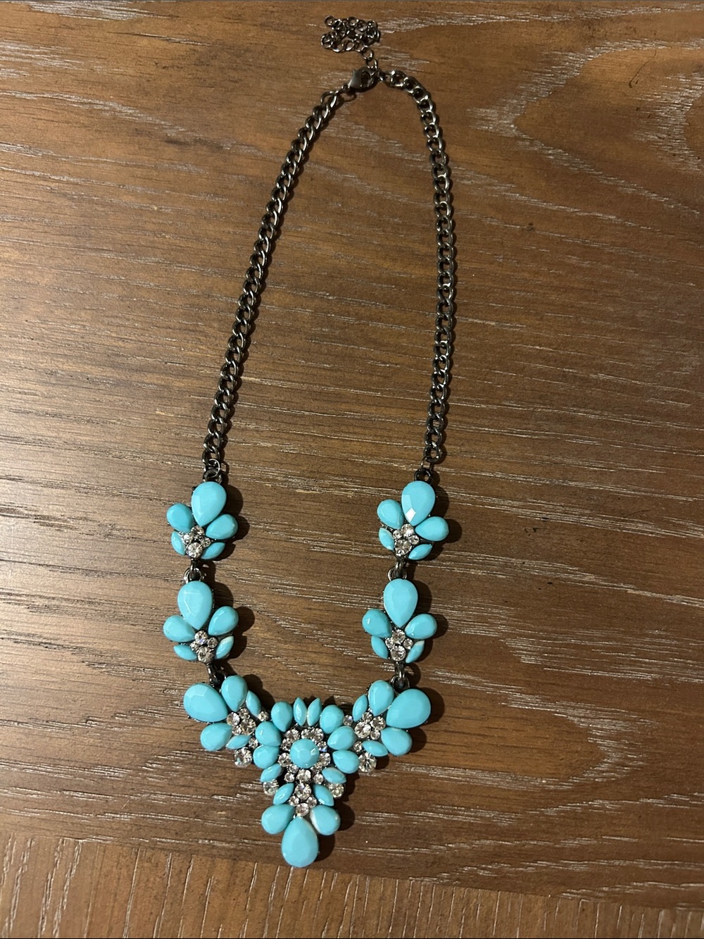 Turquoise Floral Statement Necklace - Women chunky Jewelry Y2K 2010s